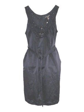 FOREVER 21 Black Satin Embellished Beaded Dress NWT $37 Large